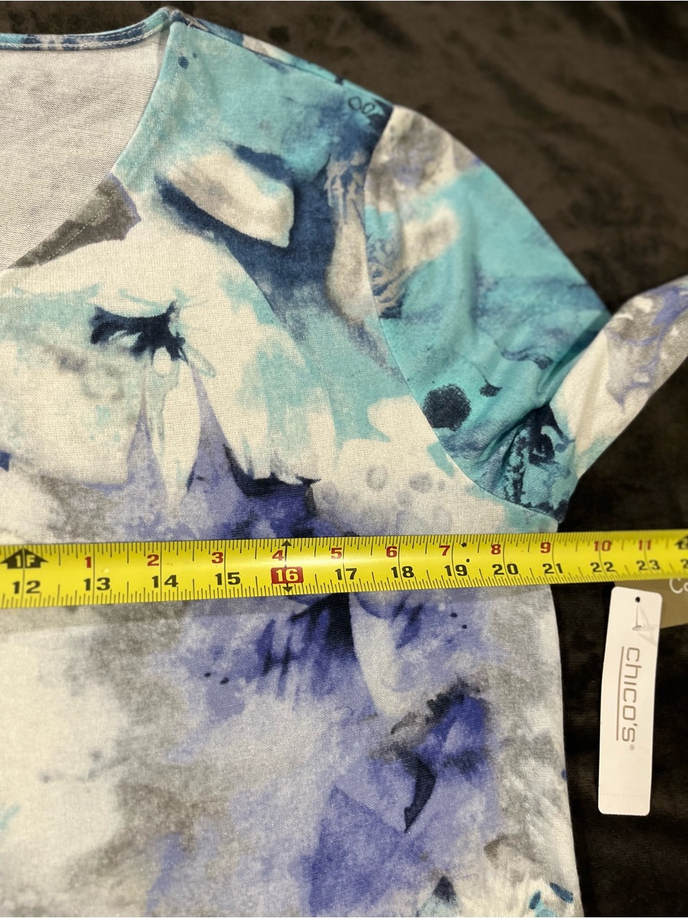 NWT Chicos Women’s CoziSoft Size 2 Large V-Neck Floral Abstract Blue Purple Top - Picture 8 of 14